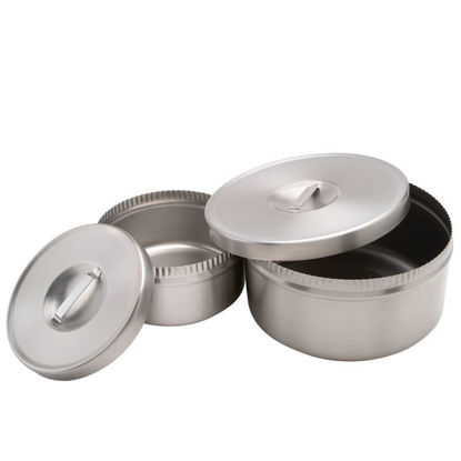 OIL BATHS, STAINLESS STEEL, DISHES ONLY, COMPLETE WITH LID