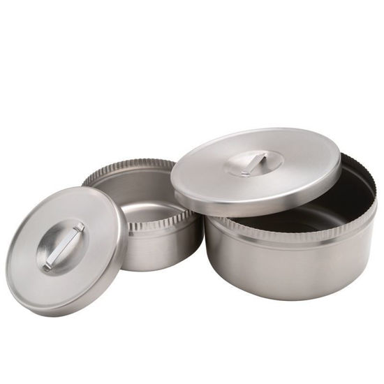 OIL BATHS, STAINLESS STEEL, DISHES ONLY, COMPLETE WITH LID