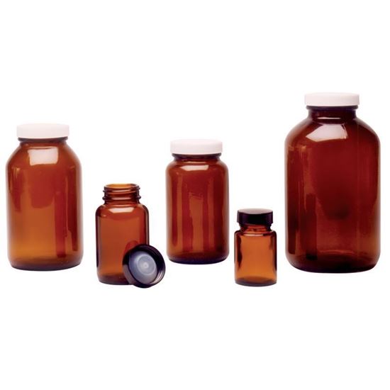 BOTTLES, AMBER GLASS, WIDE MOUTHS, BULK PACKS 