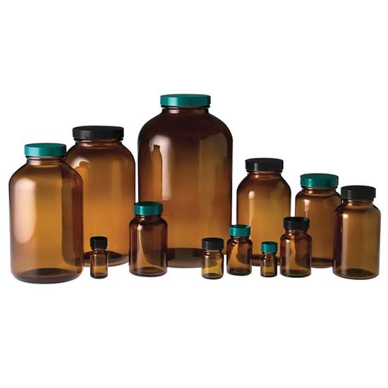 BOTTLES, WIDE MOUTHS, AMBER 