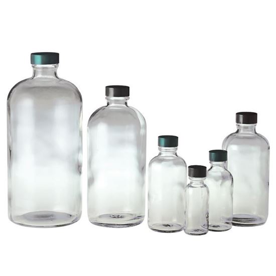BOTTLES, BOSTON ROUND, CLEAR