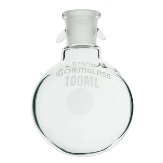 FLASKS, HEAVY WALL, ROUND BOTTOM, SINGLE NECK WITH HOOKS