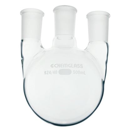 FLASKS, HEAVY WALL, ROUND BOTTOM, 3-NECKS