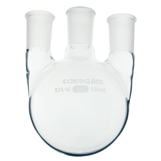 FLASKS, HEAVY WALL, ROUND BOTTOM, 3-NECKS