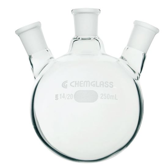 FLASKS, HEAVY WALL, ROUND BOTTOM, 3-NECKS