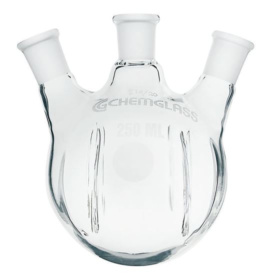 FLASKS, HEAVY WALL, ROUND BOTTOM, 3-NECKS, MORTON TYPE 