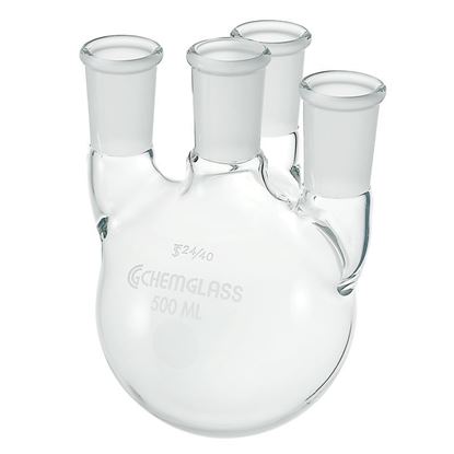 FLASKS, HEAVY WALL, ROUND BOTTOM, 4-NECKS