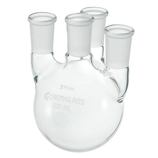 FLASKS, HEAVY WALL, ROUND BOTTOM, 4-NECKS