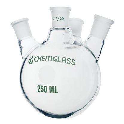 FLASKS, HEAVY WALL, ROUND BOTTOM, 4-NECKS