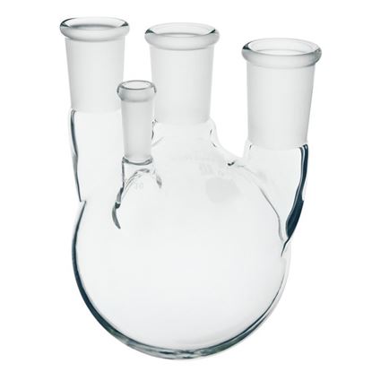 FLASKS, HEAVY WALL, ROUND BOTTOM, 4-NECKS