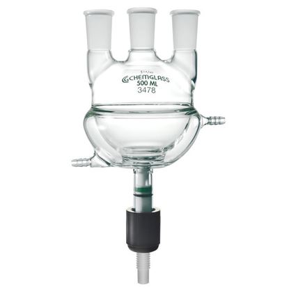 FLASKS, HALF JACKETED, WITH CHEM DRAIN VALVES