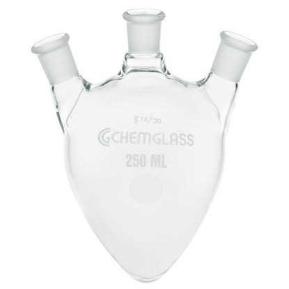 FLASKS, HEAVY WALL, PEAR-SHAPED, 3-NECKS
