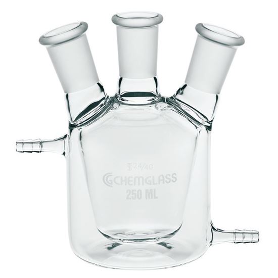 FLASKS, TAPERED, EUROPEAN STYLE, 3-NECKS, JACKETED