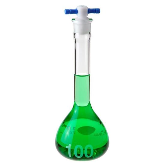 FLASKS, VOLUMETRIC, CLASS A, WIDE MOUTHS, HEAVY DUTY, LARGE NUMBERS, FLAT BOTTOMS, PTFE STOPPERS