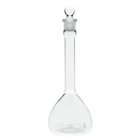 FLASKS, VOLUMETRIC, CLASS A, GLASS STOPPERS