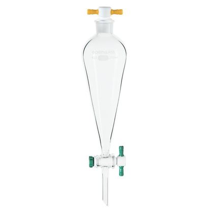 FUNNELS, SEPARATORY, SQUIBB, PTFE STOPCOCKS, PTFE STOPPERS, COLOR CODED HANDLES