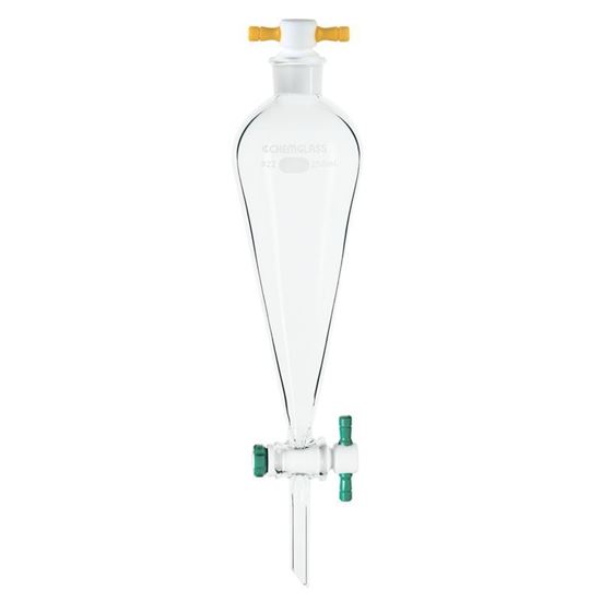 FUNNELS, SEPARATORY, SQUIBB, PTFE STOPCOCKS, PTFE STOPPERS, COLOR CODED HANDLES