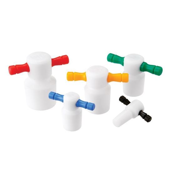 STOPPERS, FLASK LENGTH, PTFE, COLOR CODED