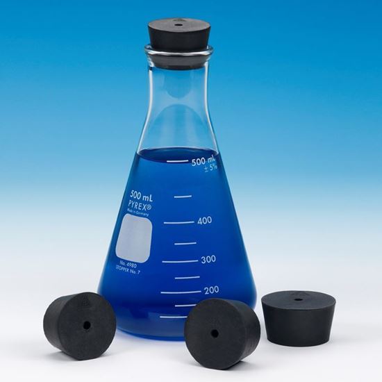 RUBBER STOPPERS, BLACK, ONE HOLE