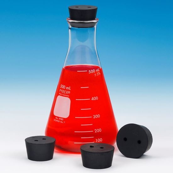RUBBER STOPPERS, BLACK, TWO HOLES