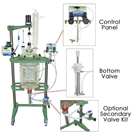 AIR OPERATED LOWER DRAIN VALVES FOR 10L THRU 50L REACTORS, AIR ACTUATED