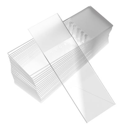 SLIDES, MICROSCOPE, WHITE GLASS, 90 DEGREE GROUND EDGE, FROSTED 1 END 2 SIDES, 25 X 75MM