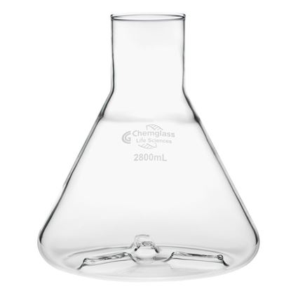CLS-2024-15; Flask, Fernbach, 2800mL, Plain 59mm ID Top, with 3 Bottom Baffles