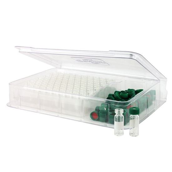 CONVENIENCE PACKS, 2.0ML CLEAR VIALS WITH SPOTS, 0.3ML FUSED INSERTS, GREEN CHEM SNAP CAPS WITH PTFE/SILICONE LINED SEALS