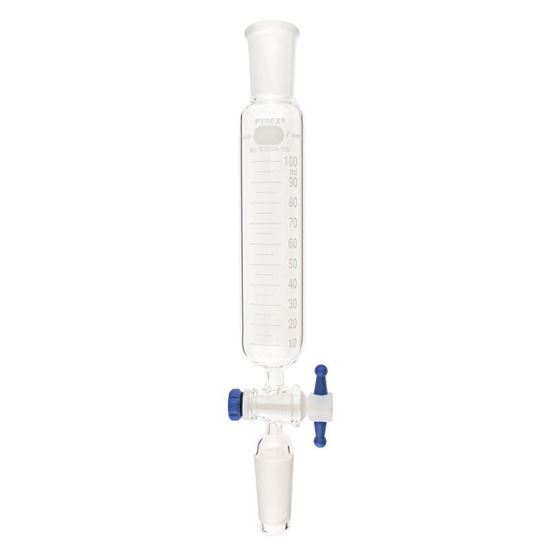 PYREX®, SEPARATORY, CYLINDRICAL, JOINTS, GRADUATED FROM PTFE STOPCOCK
