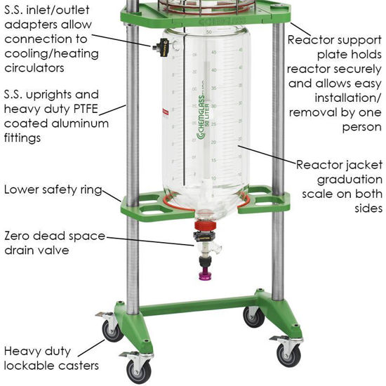 50L PROCESS REACTORS, CYLINDRICAL, JACKETED, ELECTRIC OR AIR MOTOR