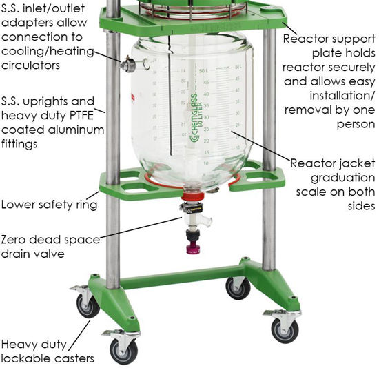 50L PROCESS REACTORS, CYLINDRICAL, JACKETED, SQUATTY, ELECTRIC OR AIR MOTOR