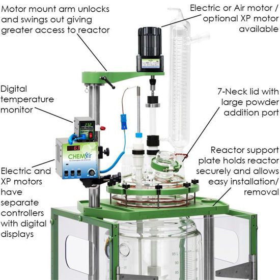 100L PROCESS REACTORS, CYLINDRICAL, JACKETED, ELECTRIC OR AIR MOTOR 