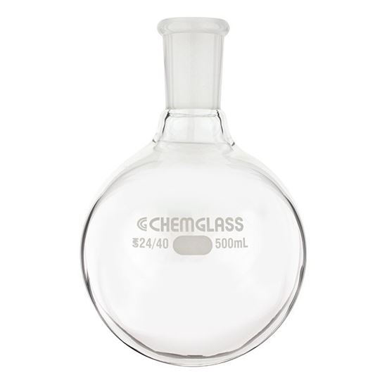 FLASKS, HEAVY WALL, ROUND BOTTOM, SINGLE NECK, 500ML TO 1L