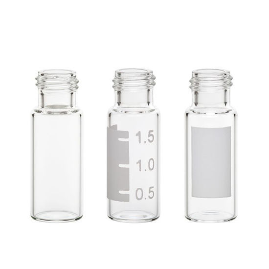 LARGE OPENING VIALS, CLEAR, 9MM THREAD