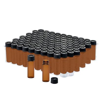 KITS, PREASSEMBLED LARGE OPENING SCREW THREAD VIALS AND CLOSURES, AMBER