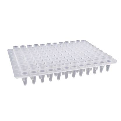 0.2ML 96 WELL PCR PLATE, NO SKIRT, CLEAR, ELAVATED WELLS, H12 NOTCH, NEST