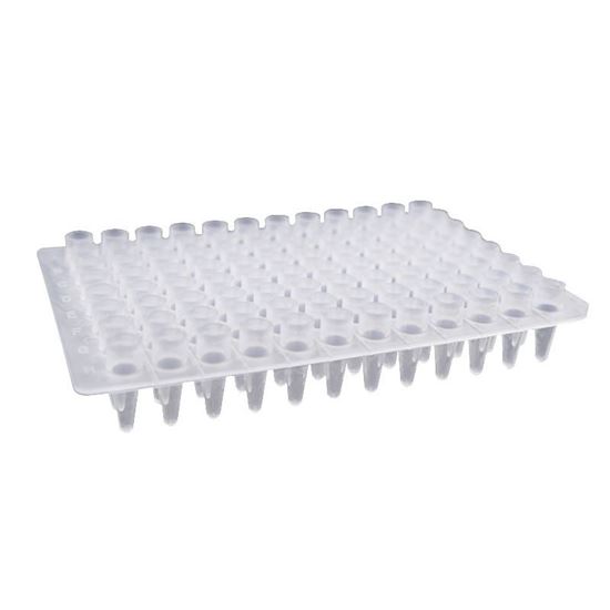 0.2ML 96 WELL PCR PLATE, NO SKIRT, CLEAR, ELAVATED WELLS, H12 NOTCH, NEST