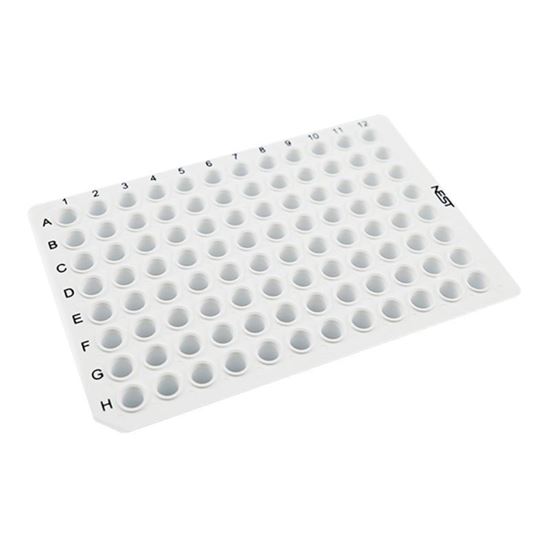 0.2ML 96 WELL PCR PLATE, NO SKIRT, WHITE, H1 NOTCH, NEST