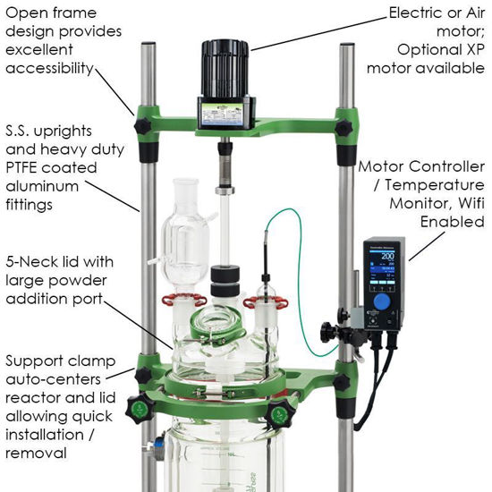 10L PROCESS REACTORS, CYLINDRICAL, JACKETED, ELECTRIC OR AIR MOTOR
