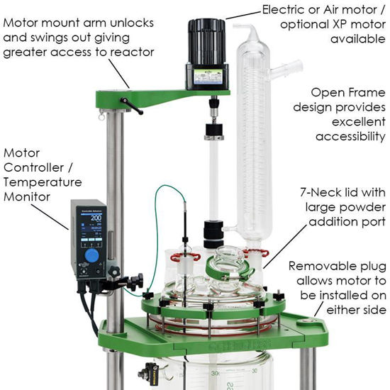 30L PROCESS REACTORS, CYLINDRICAL, JACKETED, ELECTRIC OR AIR MOTOR