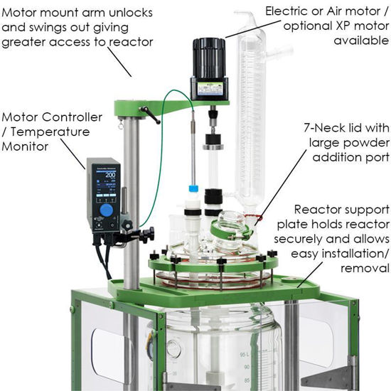 75L PROCESS REACTORS, CYLINDRICAL, JACKETED, ELECTRIC OR AIR MOTOR