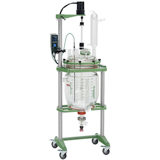 50L PROCESS REACTOR SYSTEM, SQUATTY, CYLINDRICAL, JACKETED, GLASS, 400MM FLANGE, BRUSHLESS DC ELECTRIC MOTOR