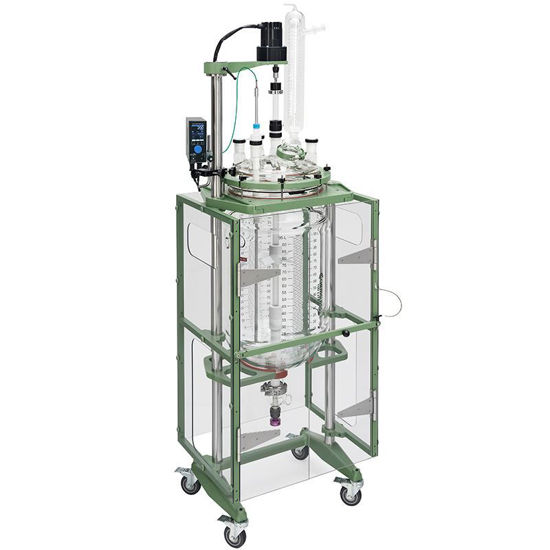 100L PROCESS REACTOR SYSTEM, SQUATTY, CYLINDRICAL, JACKETED, GLASS, 400MM FLANGE, BRUSHLESS DC ELECTRIC MOTOR