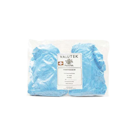 GLOVE, NITRILE, ARIZONA BLUE, POWDER-FREE, TEXTURED FINGERTIP, ULTRA-THIN, SINGLE CHLORINATION, STANDARD CUFF, MACROTEK, VALUTEK