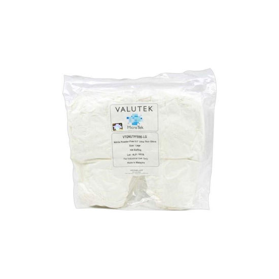 GLOVE, NITRILE, WHITE, POWDER-FREE, TEXTURED FINGERTIP, ULTRA-THIN, SINGLE CHLORINATION, MEDIUM CUFF, MACROTEK, VALUTEK
