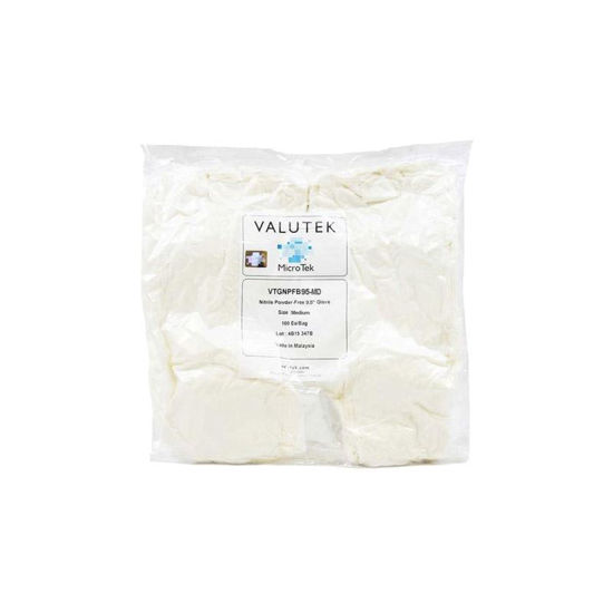 GLOVE, NITRILE, WHITE, POWDER-FREE, TEXTURED FINGERTIP, DOUBLE CHLORINATION, H2O WASHED, MEDIUM CUFF, MICROTEK, VALUTEK