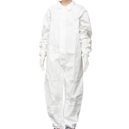 COVERALL, WHITE, MICROPOROUS, FULL ZIPPER, ELASTIC CUFF AND ANKLE, NANOTEK, VALUTEK