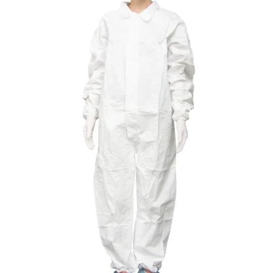 COVERALL, WHITE, MICROPOROUS, FULL ZIPPER, ELASTIC CUFF AND ANKLE, NANOTEK, VALUTEK