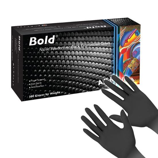 GLOVES, NITRILE, EXAMINATION, BOLD, BLACK