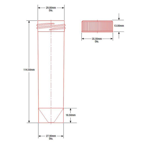 50ML SELF STANDING GLOBE DIAMOND MAX CENTRIFUGE TUBE SPECS